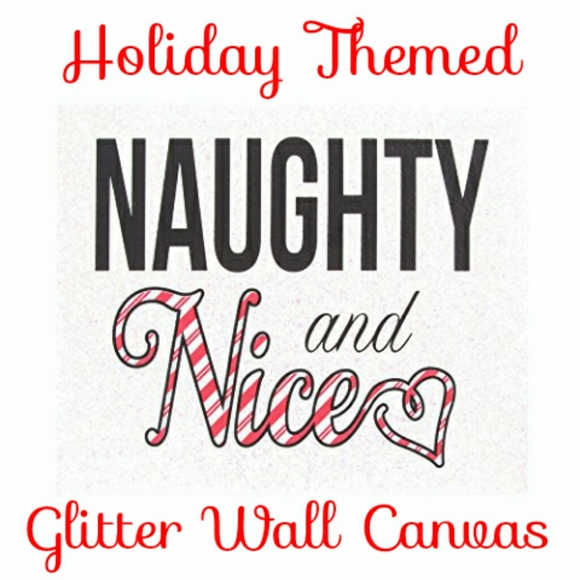 Naughty & Nice Glitter Canvas Art - Holiday Decor - Picture 2 of 4
